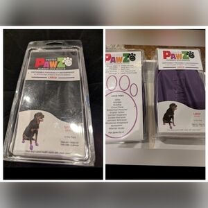 PawZ Rubber Dog Boots, size large 3-4", 28  boots Black & Purple